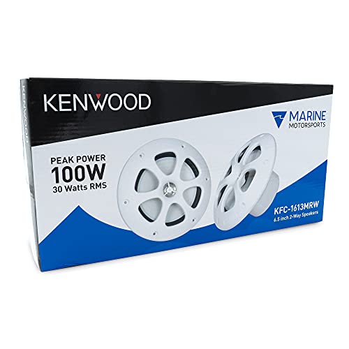 Kenwood KFC-1613MRW - 6.5 Inch 2 Way Coaxial Waterproof Marine/Motorsports/Car Speakers, Pair, 4 Ohm, 100 Peak Watts (White) Kenwood KFC-1613MRW - 6.5 Inch 2 Way Coaxial Waterproof Marine/Motorsports/Car Speakers, Pair, 4 Ohm, 100 Peak Watts (White)